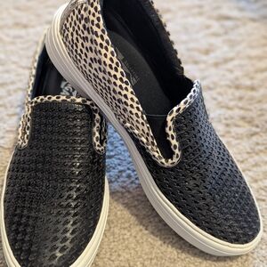 Stylish Black and White Slip-On Sneakers